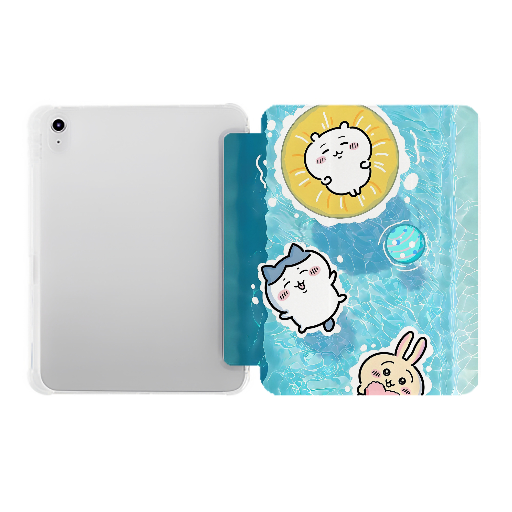 （画像用） ちいかわ Chii-kawa IPad ケース ペン収納付き 三つ折りスタンド PUレザー×シリコン 対応機種9.5/10.5/10.9インチ